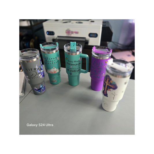 40 oz Tumbler with Inspirational UV Decal Quotes — Includes Straw