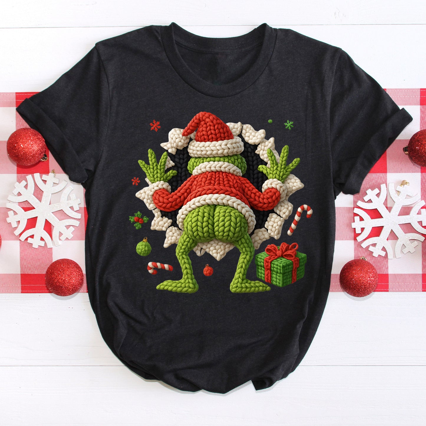 Faux Yarn Grinch Butt (Back))DTF Transfer ONLY