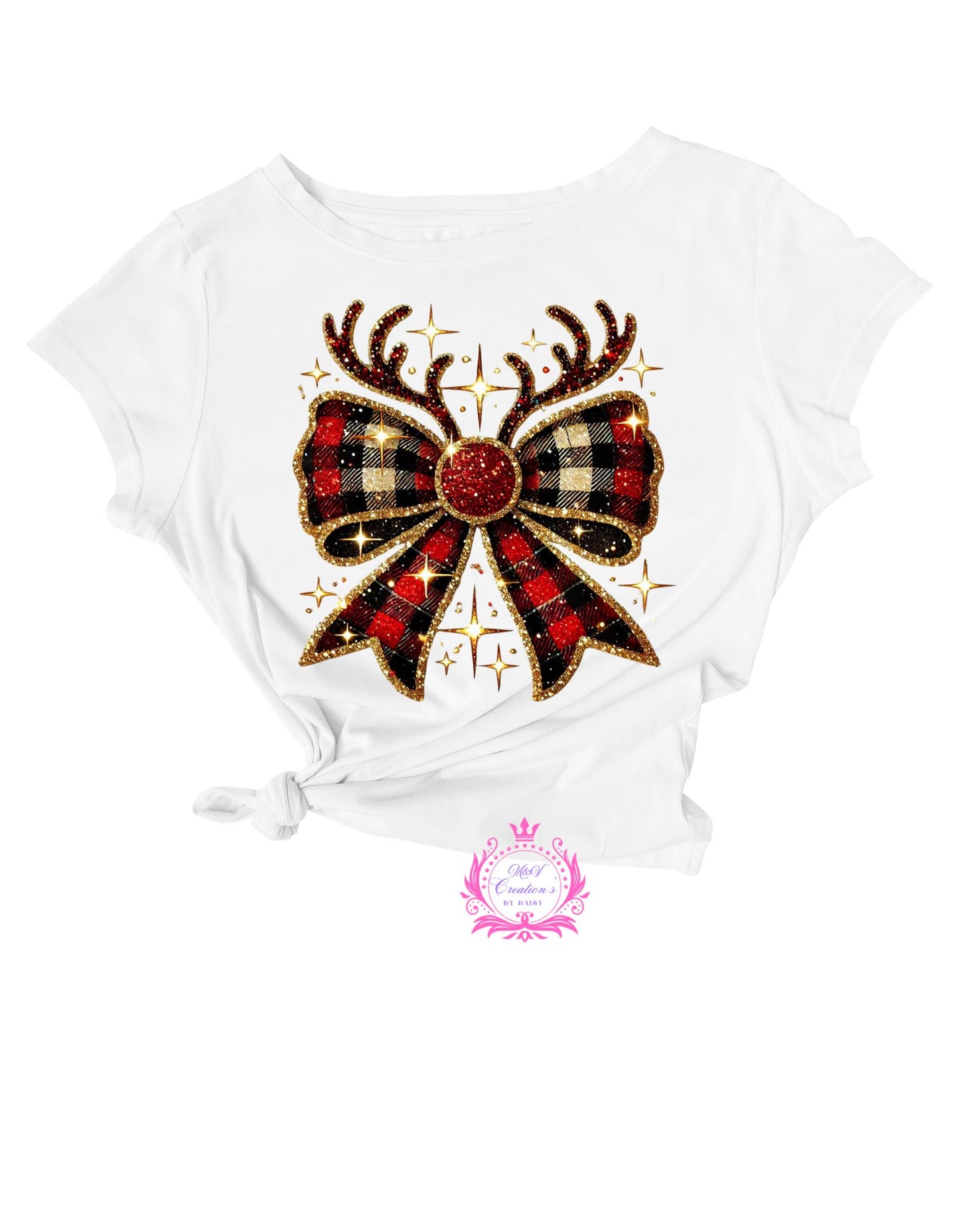 Reindeer Plaid Bow-DTF TRANSFER