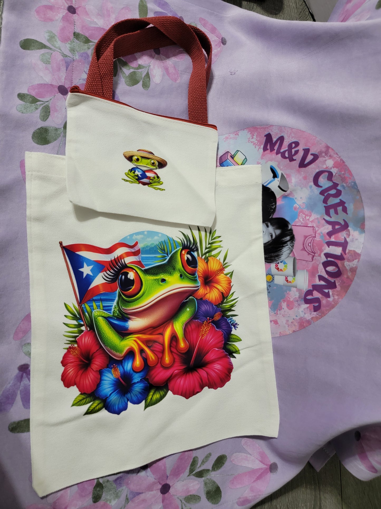 Custom Tote Bags w/ make up bag