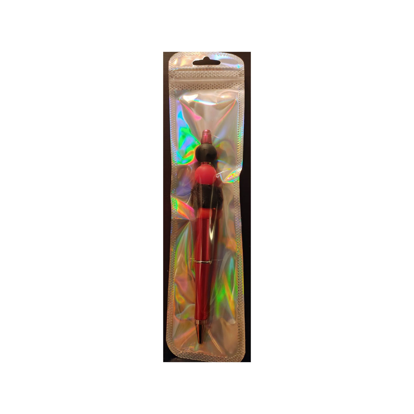 #52 Black and red beads on Red Beaded Pen
