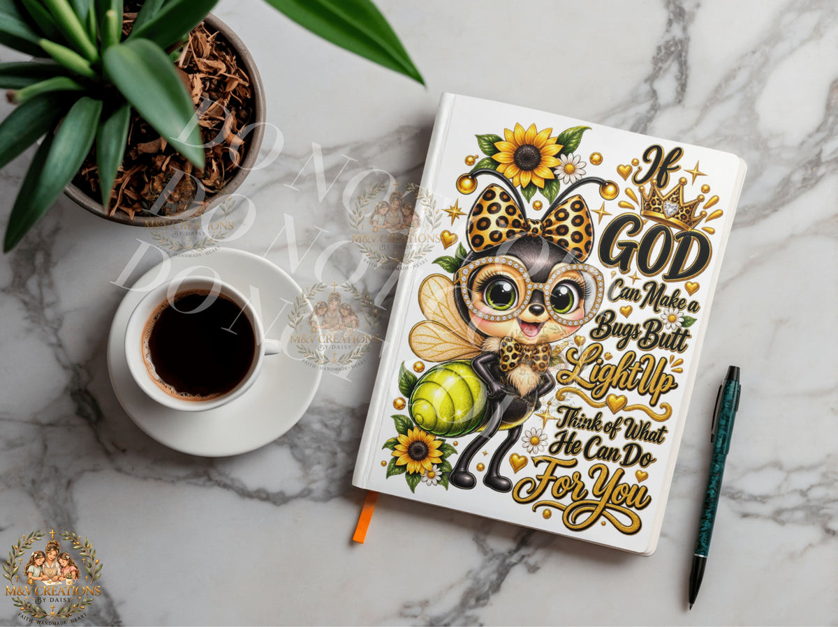 IF GOD CAN MAKE A BUGS BUTT LIGHT UP Journal Decal
