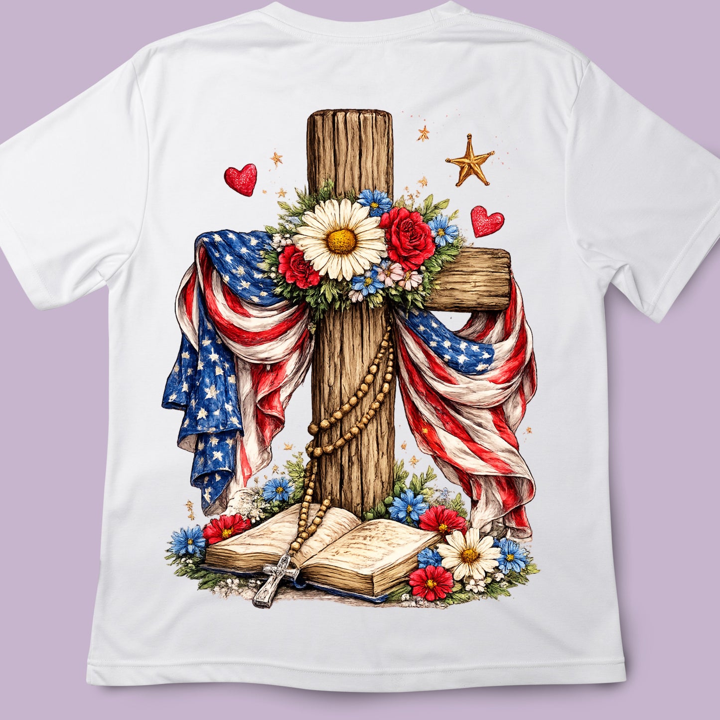 4th of July wooden cross DTF Transfer ONLY