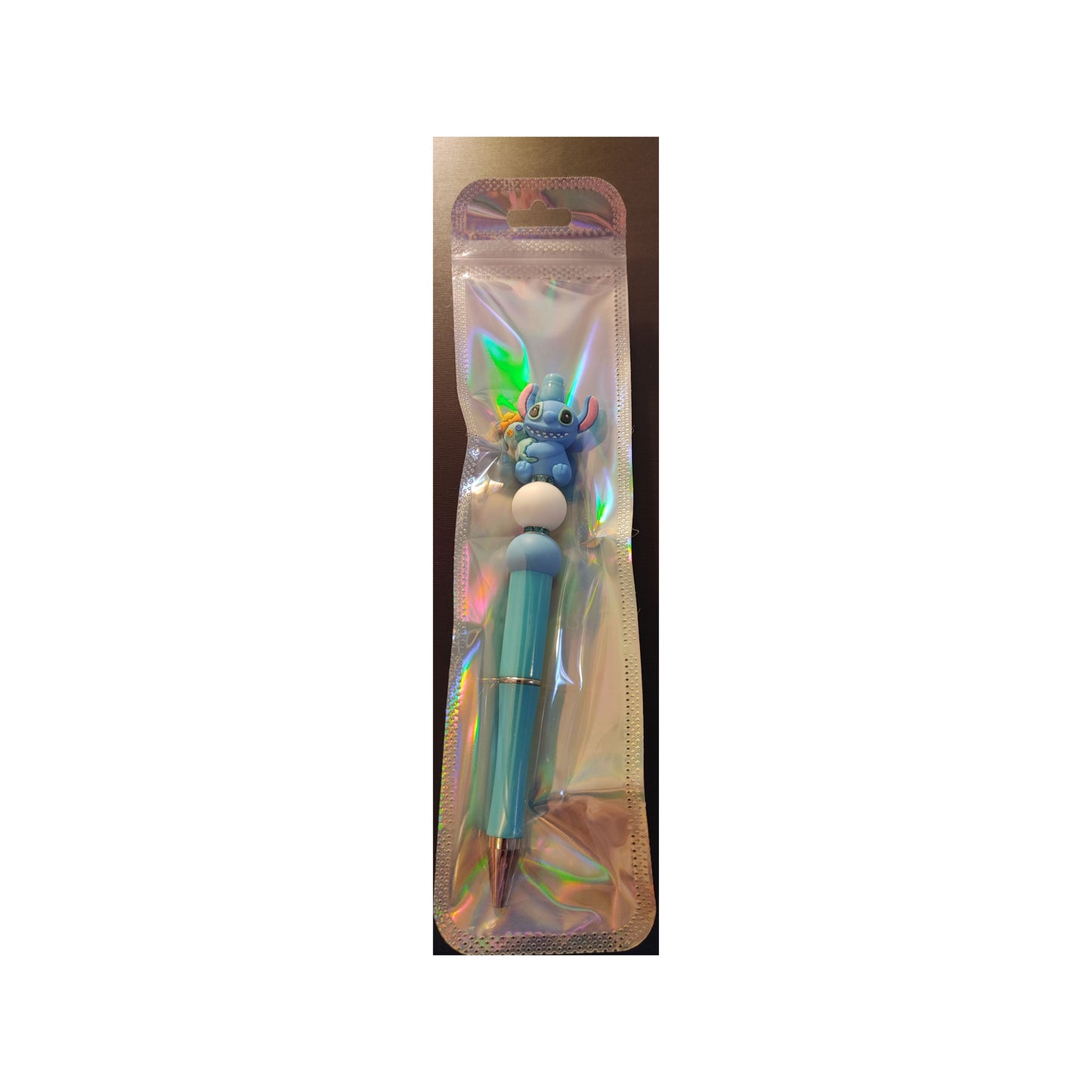#62 Stitch On Light Blue Beaded Pen
