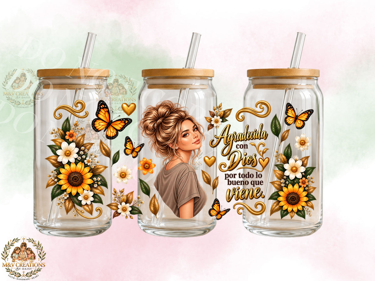 AGRADECIDA CON DIOS UV DTF CUP WRAP