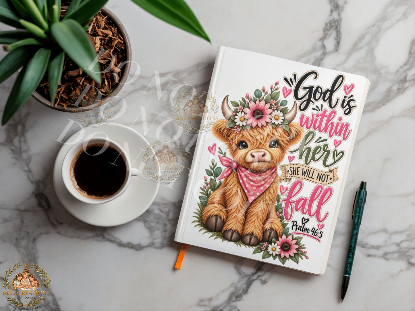 GOD IS WITHIN HER SHE WILL NOT FALL HIGHLANDCOW Journal Decal