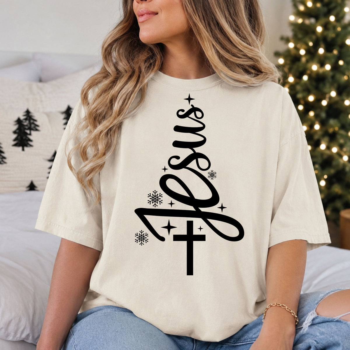Christian Christmas Tree Jesus Cross