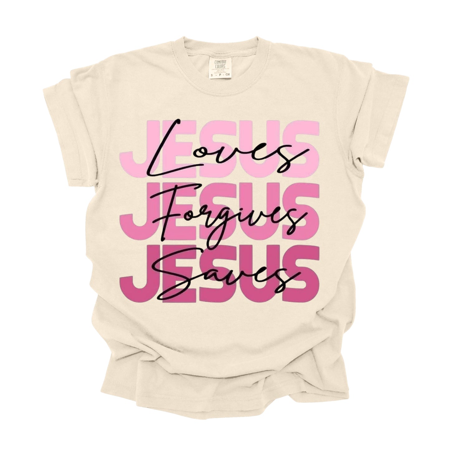 DTF 1 JESUS LOVES FORGIVES SAVES (DTF TRANSFER ONLY)