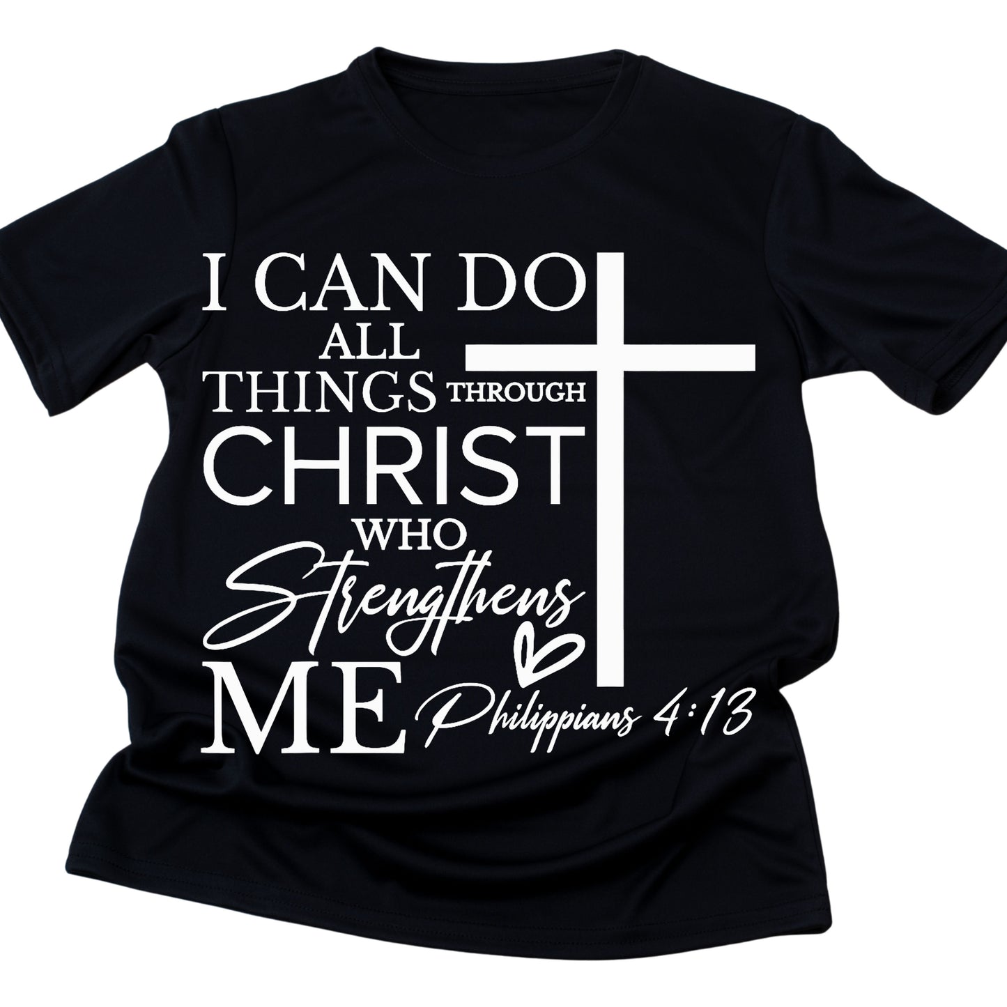 DTF 87 I CAN DO ALL THINGS THROUGH CHRIST WHITE CROSS