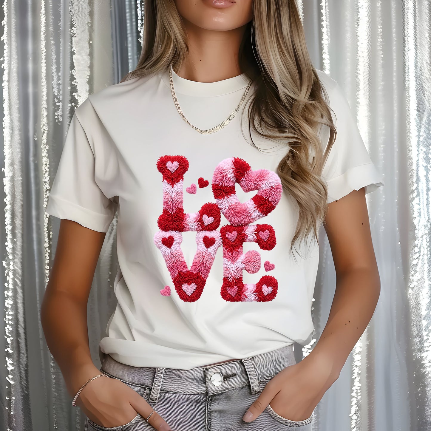 Faux Yarn LOVE DTF Transfer ONLY