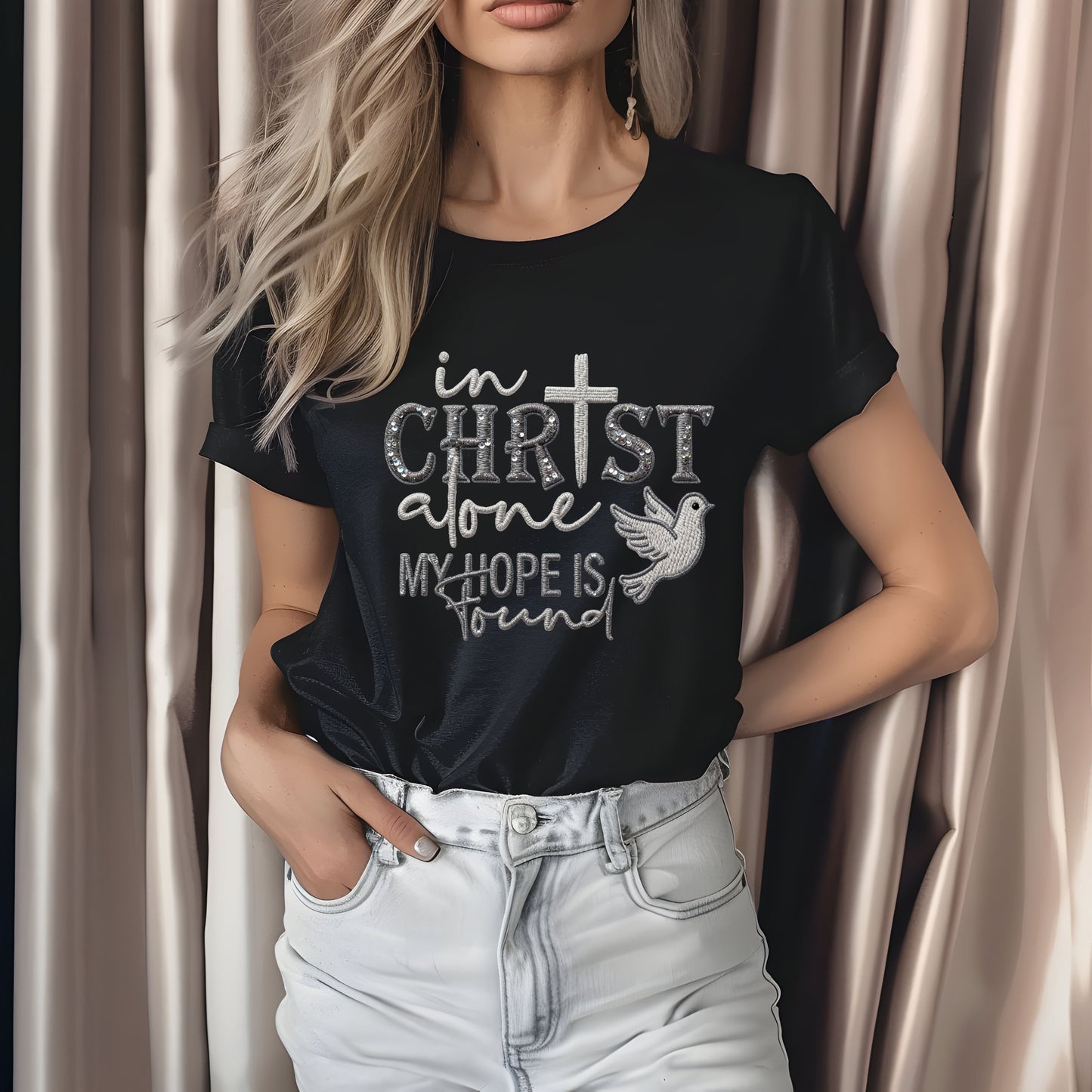 In Christ Alone my hope is found Faux DTF Transfer
