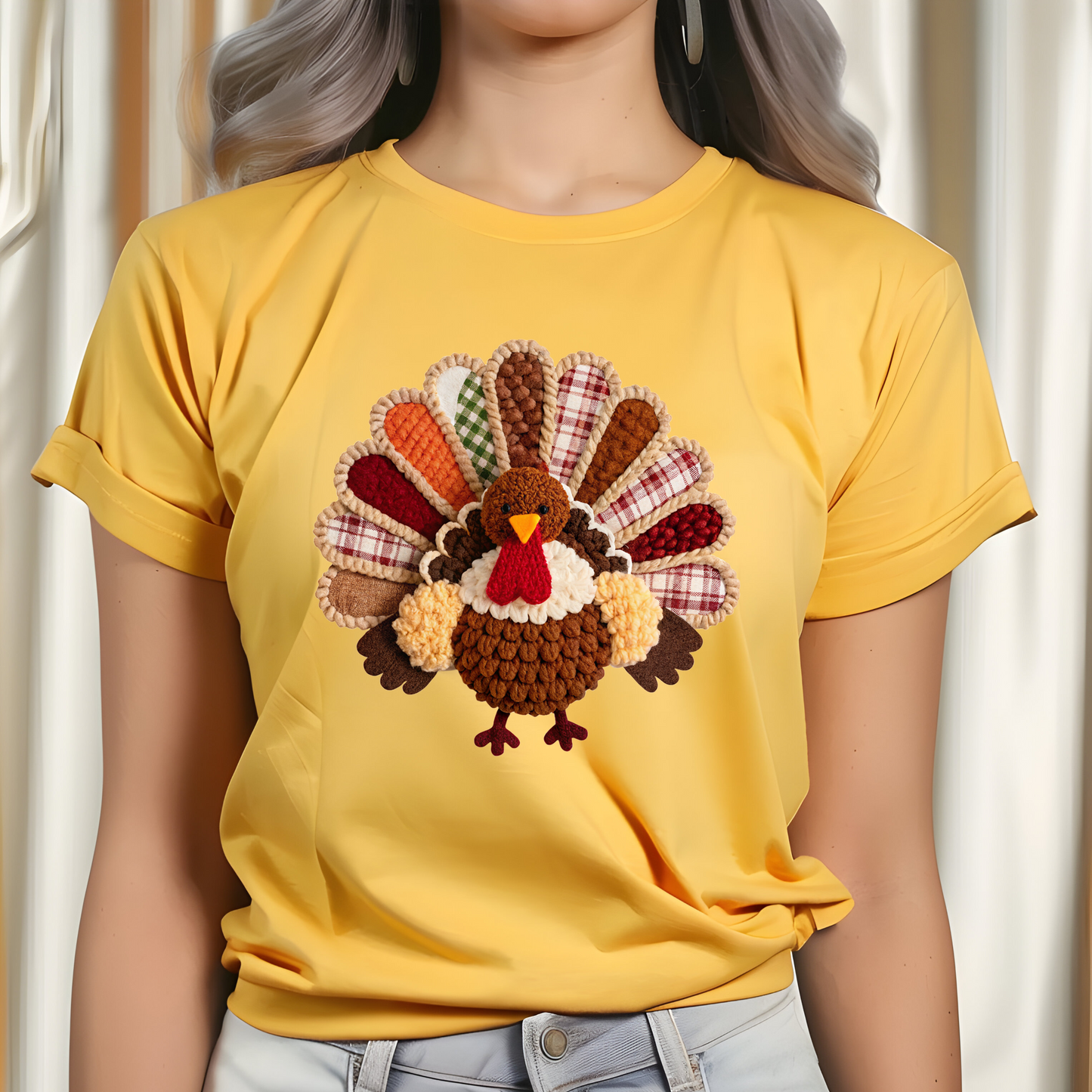 Thanksgiving Yarn Crochet Turkey DTF TRANSFER