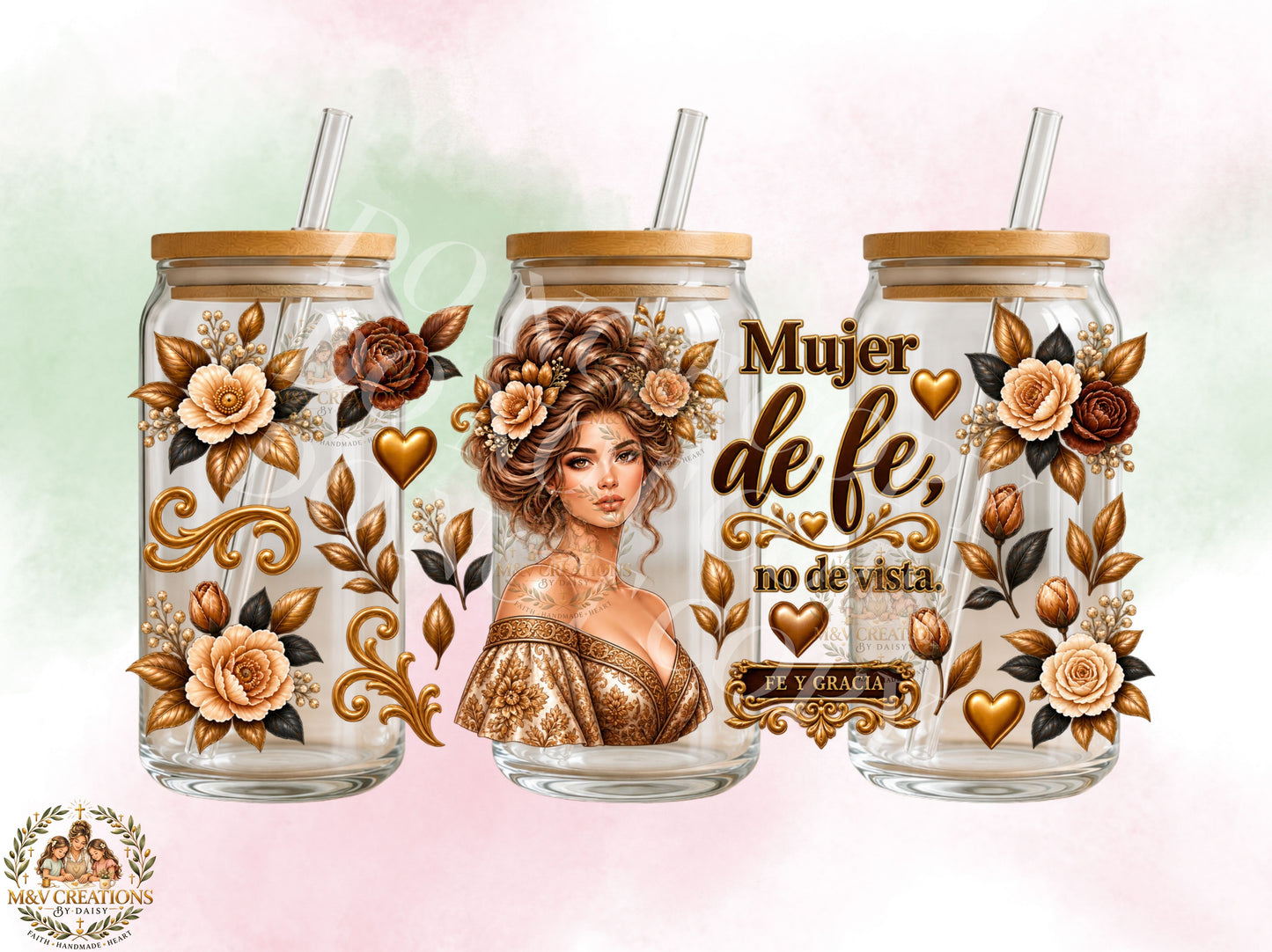 MUJER DE FE NO DE VISTA    UV DTF CUP WRAP