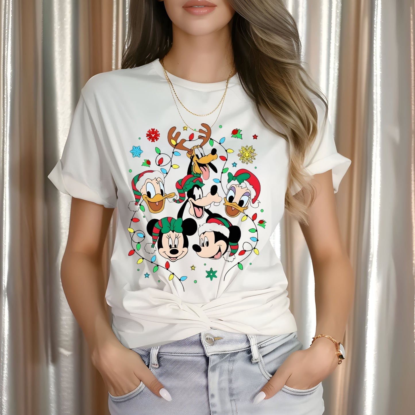 Christmas Lights Mickey and Friends DTF Transfer ONLY