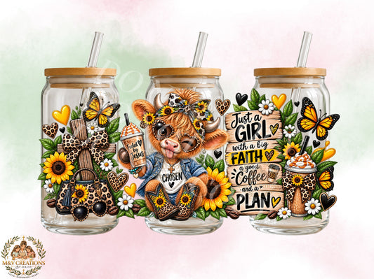 Just A girl with a big faith and coffee    UV DTF CUP WRAP