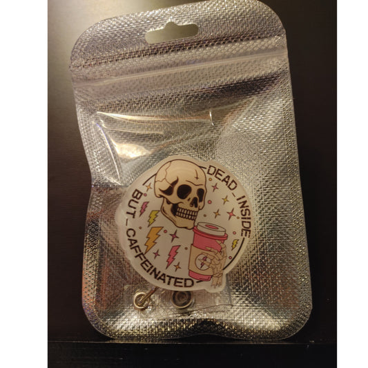 #136 Fueled by Iced Coffee & Anxiety Acrylic Retractable Badge Reels