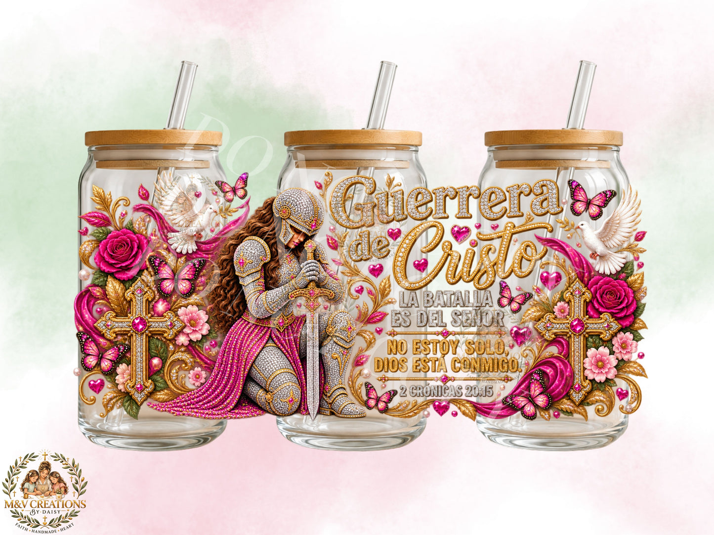 GUERRERA EN  Cristo    UV DTF CUP WRAP
