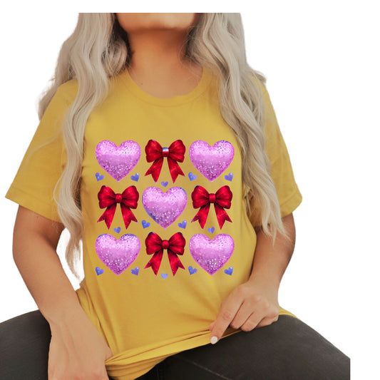 Pink Hearts Red bow Valentines (Mel's Creation)