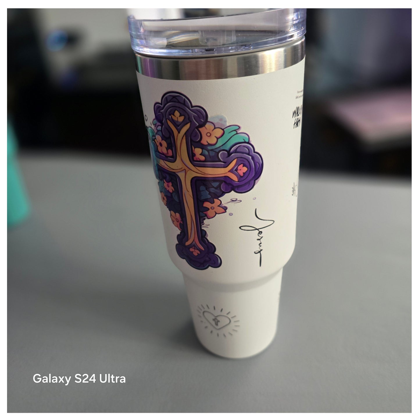 40 oz Tumbler with Inspirational UV Decal Quotes — Includes Straw