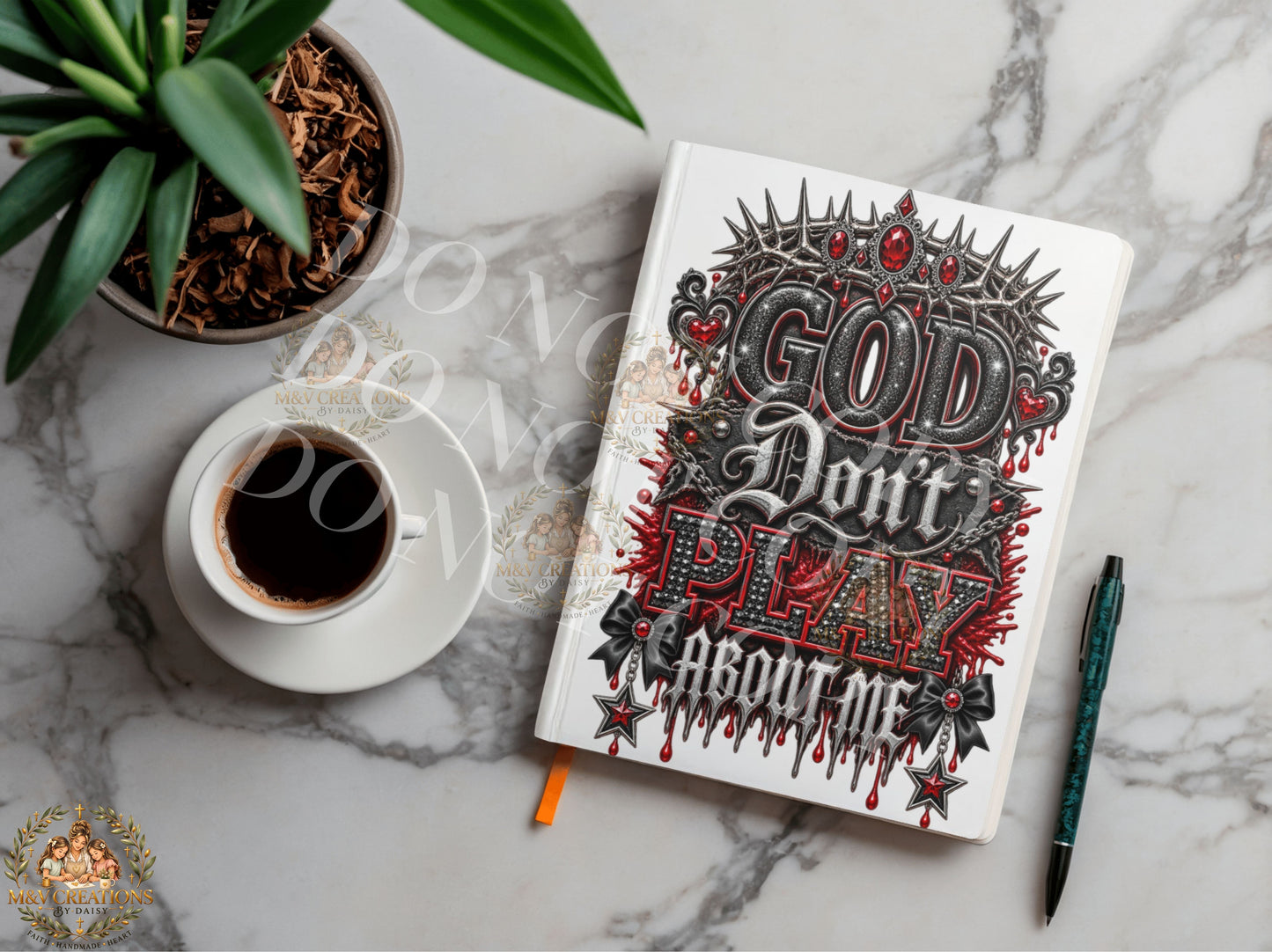 GOD DON'T PLAY ABOUT ME   (BLACK AND RED CROWN ) Journal Decal