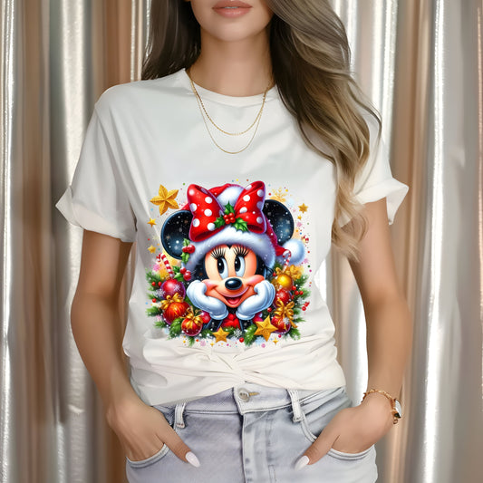 Minnie Christmas w/ Poca dot bow DTF Transfer ONLY