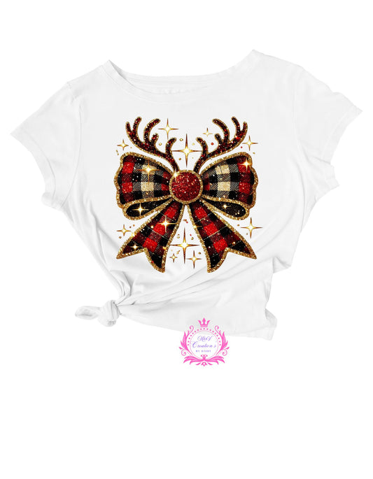 Reindeer Plaid Bow-DTF TRANSFER