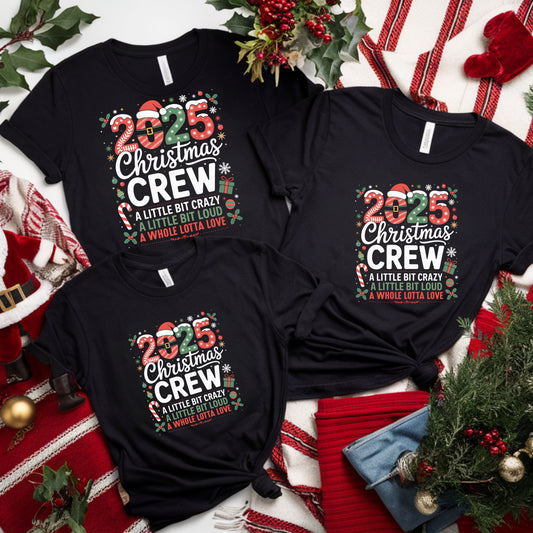 2025 Christmas Crew family shirts A little bit crazy