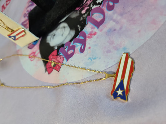 Puerto Rico Flag Pendant with chain Necklace