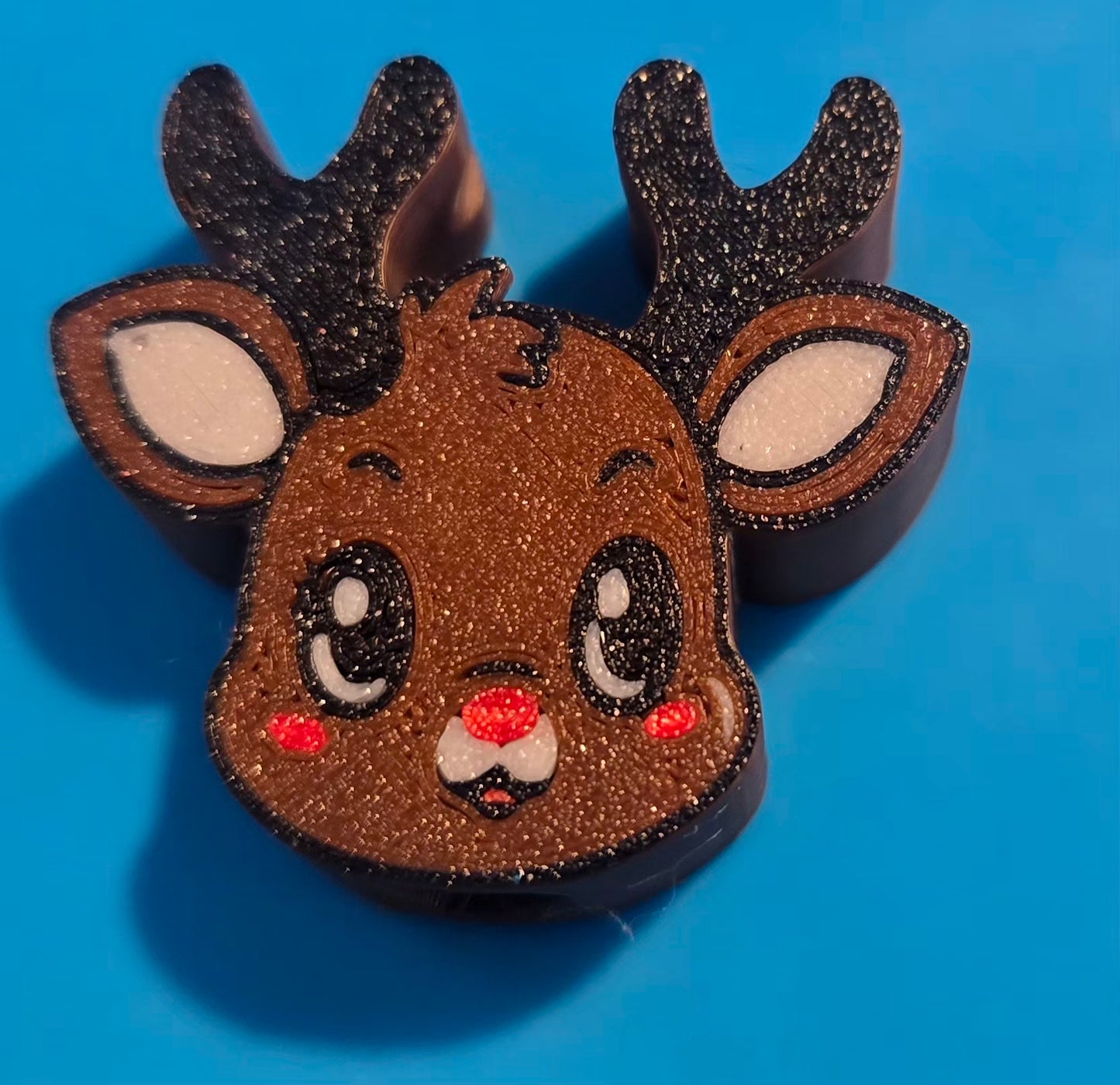 Rudolph Red nose Reindeer Straw Topper