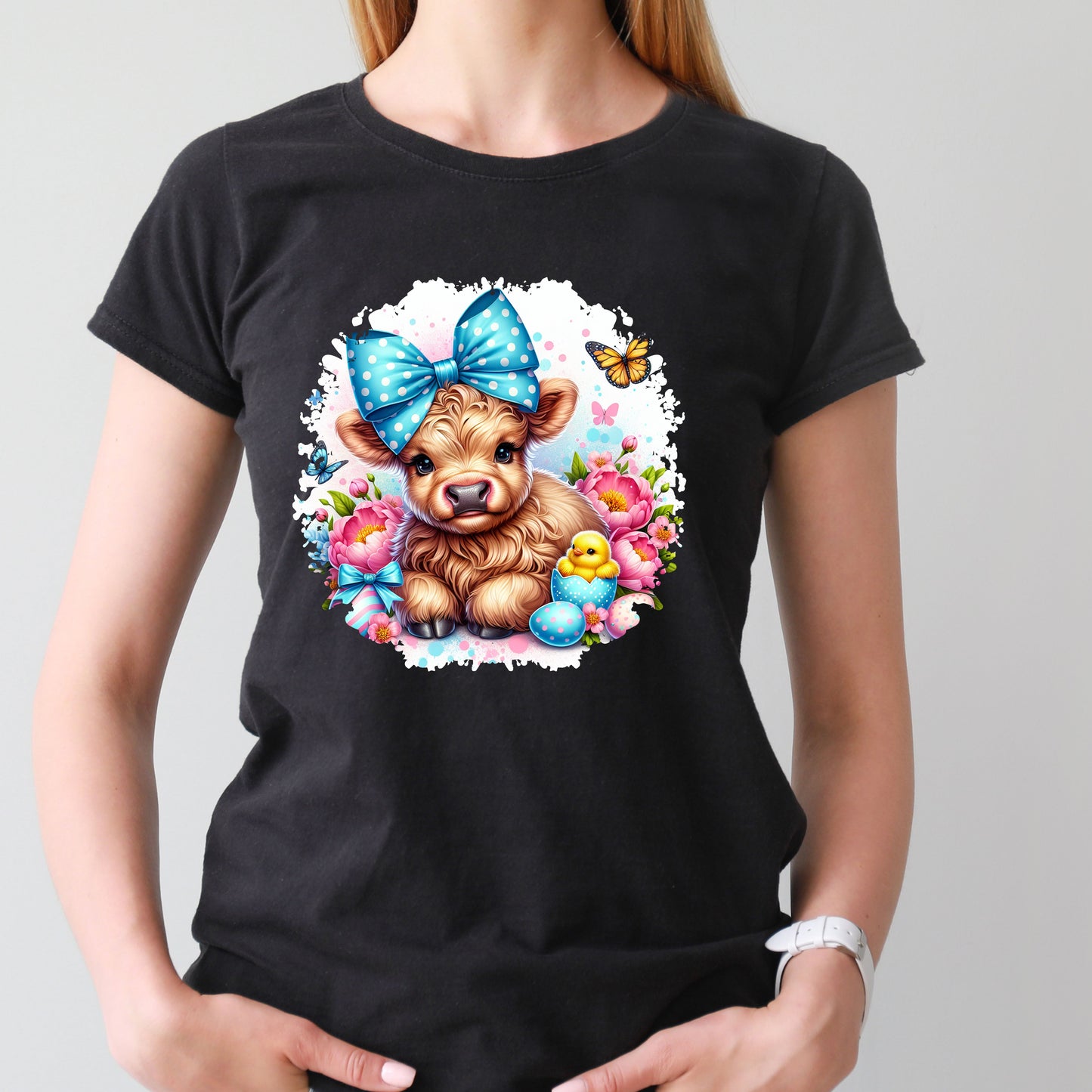 #227 Easter Cow Round     DTF TRANSFER