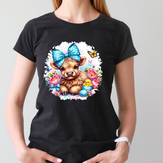 #227 Easter Cow Round     DTF TRANSFER