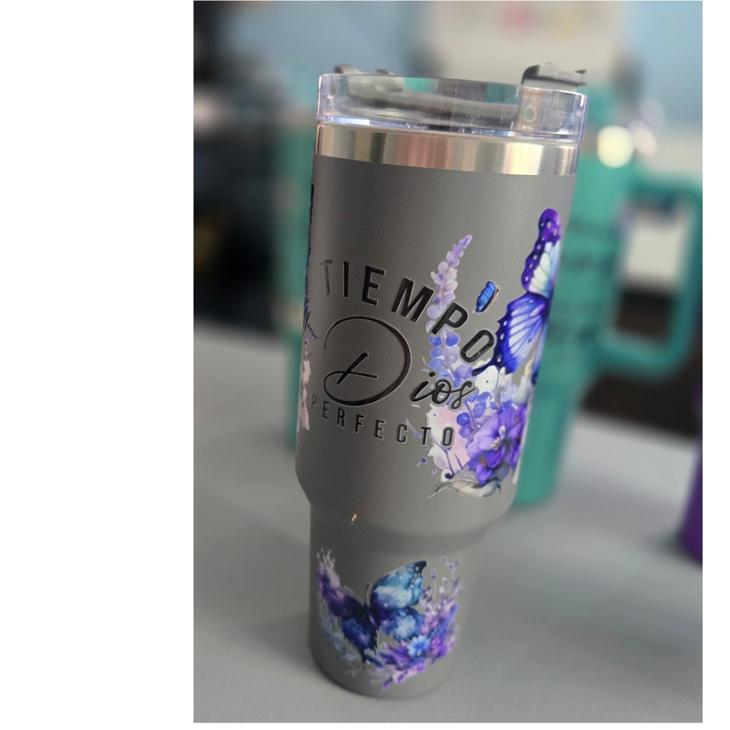 40 oz Tumbler with Inspirational UV Decal Quotes — Includes Straw