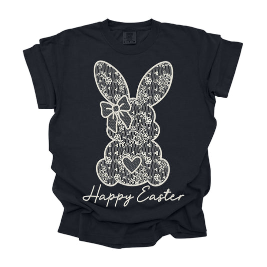 #319 Happy Easter Lace bunny      DTF Transfer