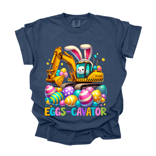 Happy-Easter-Eggs Cavator-Retro (DTF Transfer )