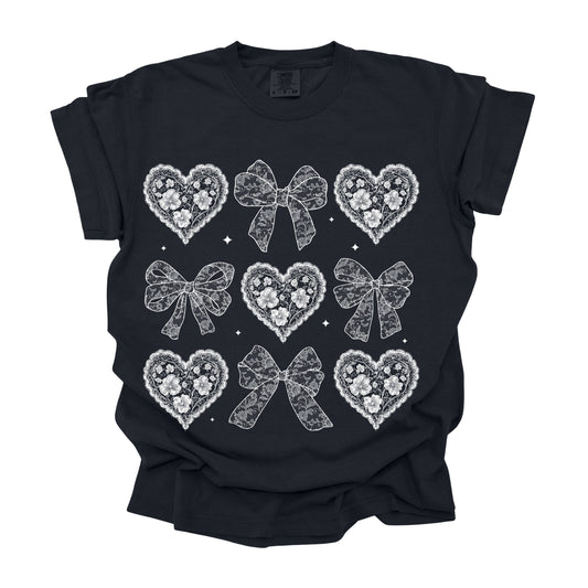 #320 Heart and Bow lace     DTF Transfer