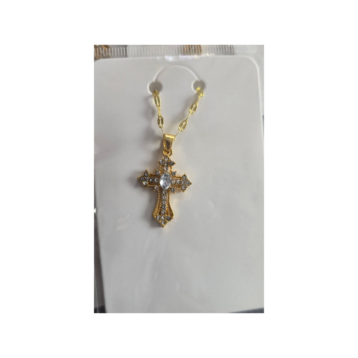 Bling Cross Jewelry — 10K Gold Plated (Chain or Earrings)