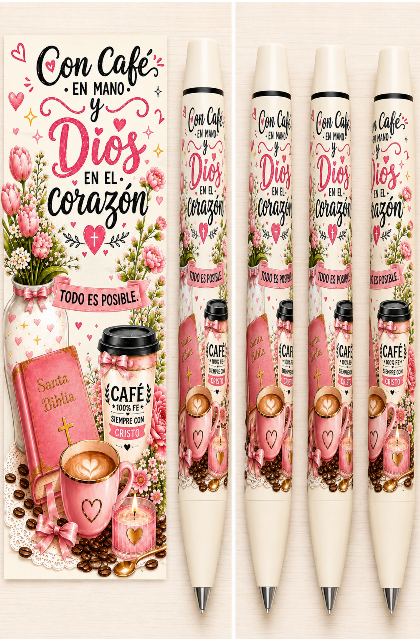 CON CAFE EN MANO Y DIOS EN EL CORAZON      UV PEN WRAP
