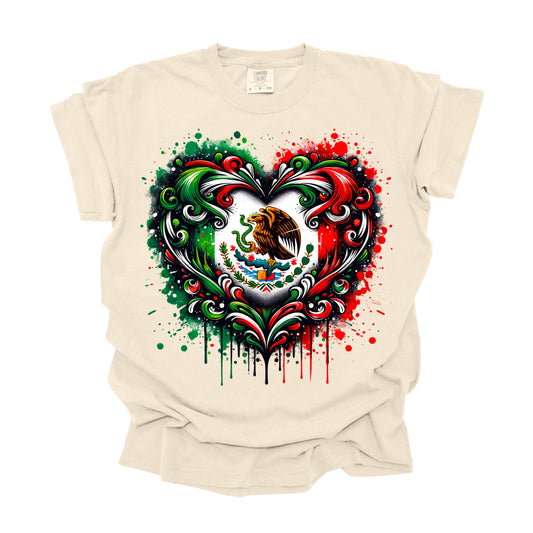 #327 Heart Mexican flag   DTF Transfer