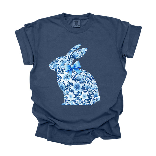 Rabbit Blue Floral (DTF Transfer )