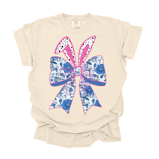 Easter Blue Floral Bow (DTF Transfer )