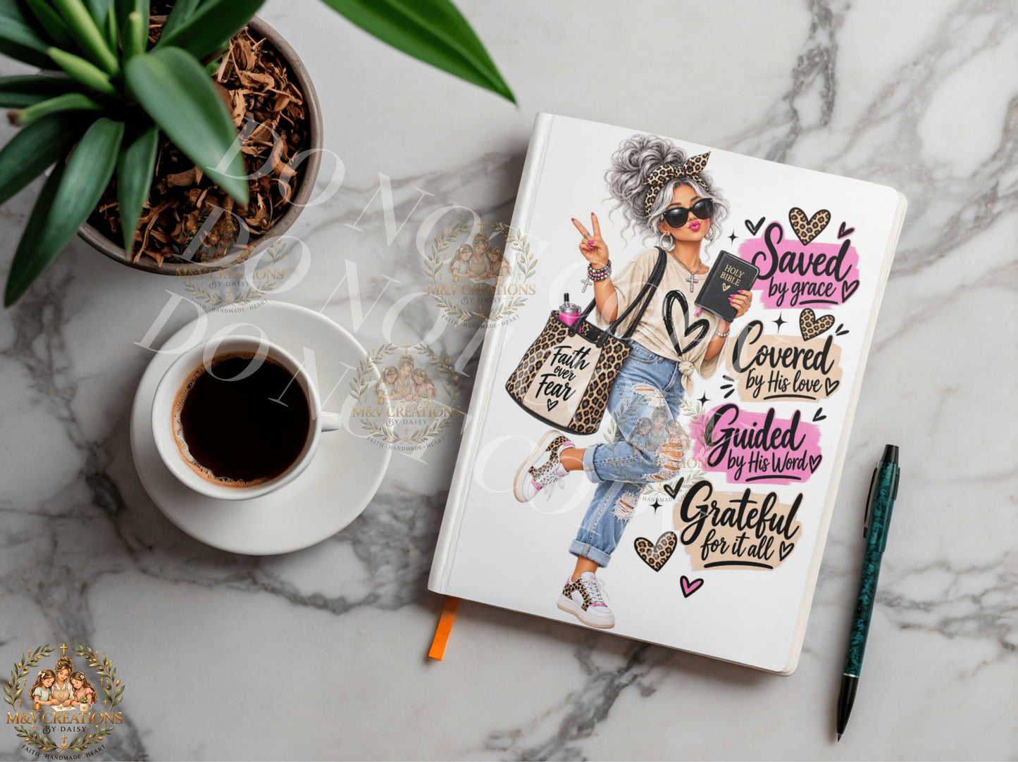 SAVED BY GRACE COVERED BY HIS LOVE      Journal Decal