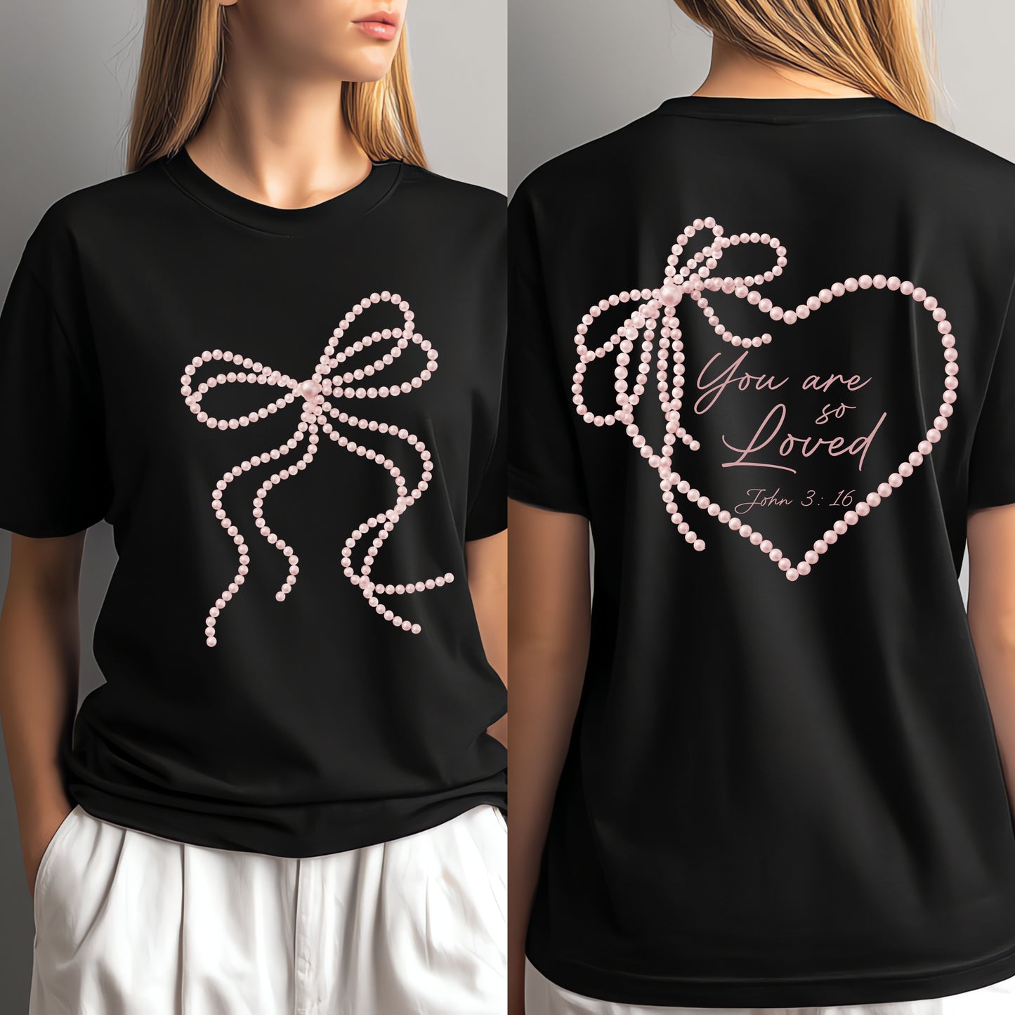 Pearl Heart front and back DTF Transfer