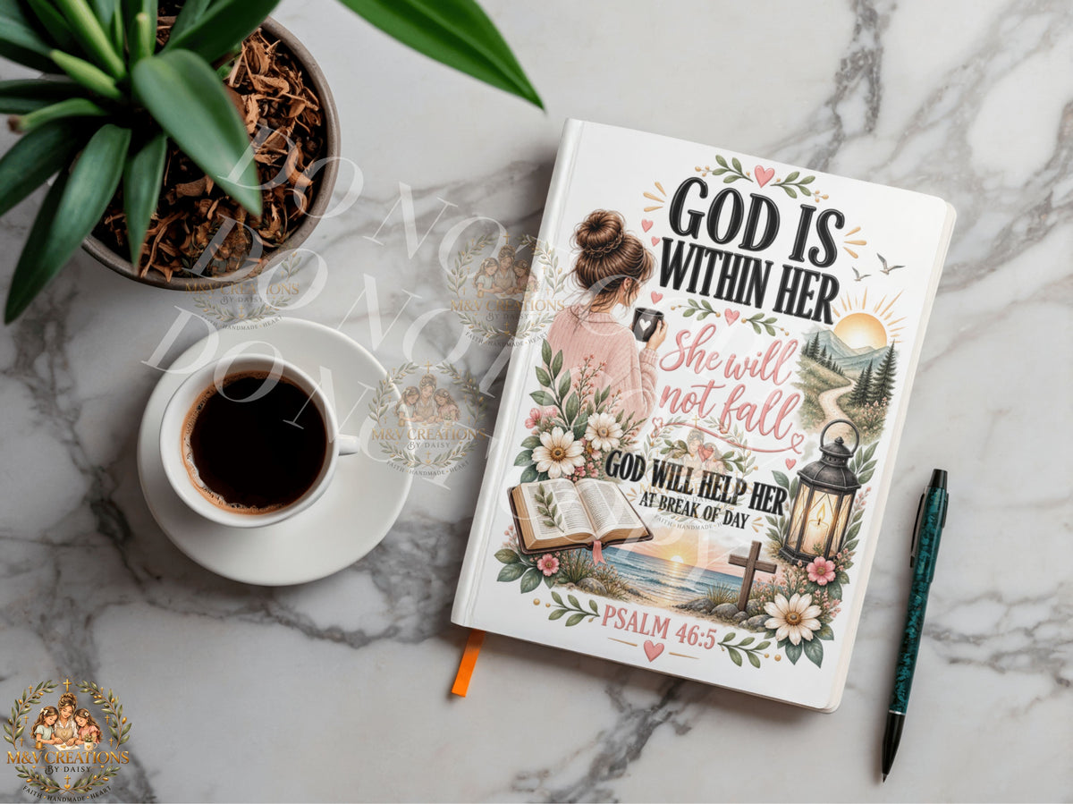 GOD IS WITH IN HER SHE WILL NOT FALL   Journal Decal