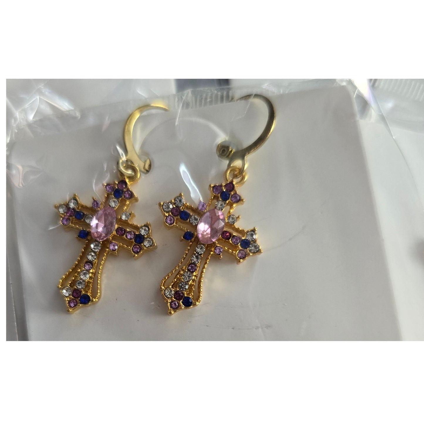 Bling Cross Jewelry — 10K Gold Plated (Chain or Earrings)