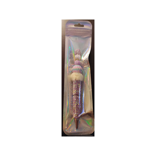 #68 Blinged Beads on Purple Rhinestone Beaded Pen