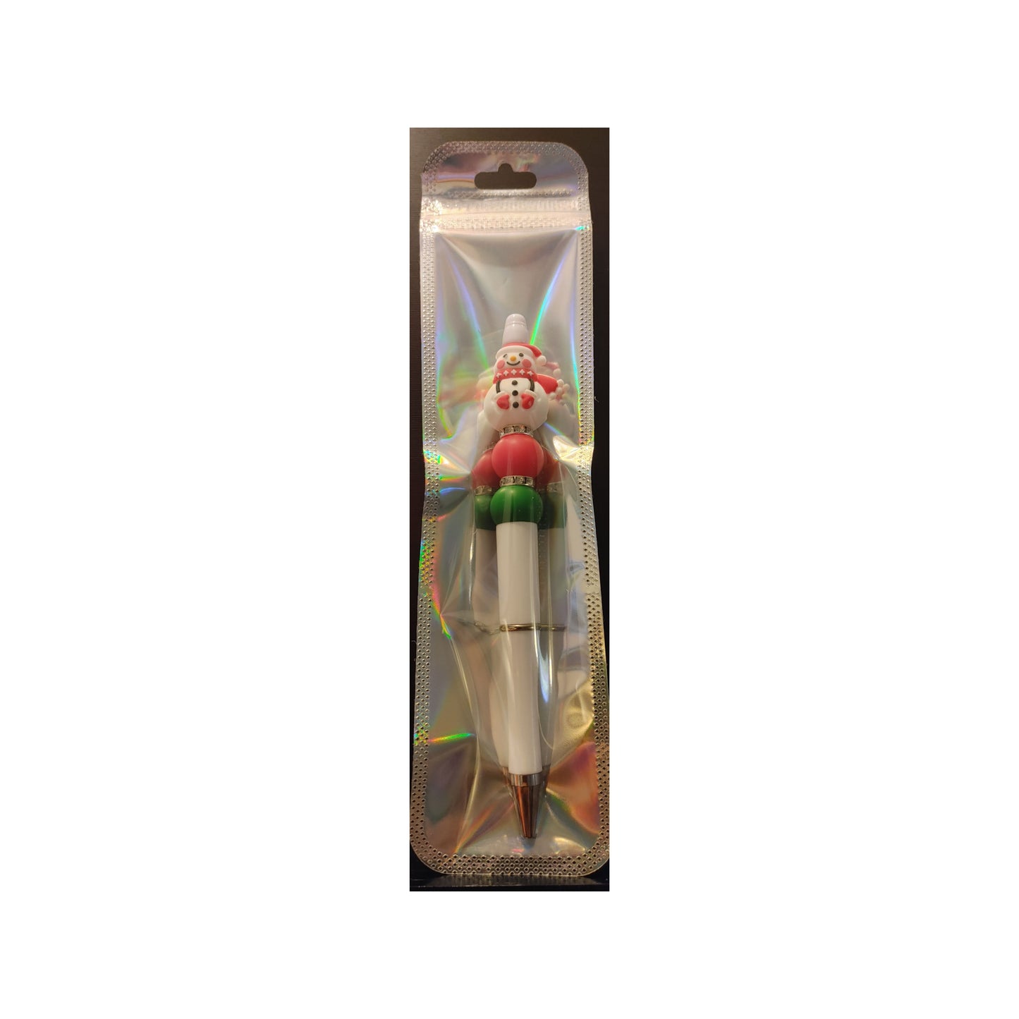 #69 Frosty the Snowman On white Beaded Pen