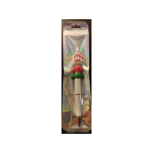 #69 Frosty the Snowman On white Beaded Pen