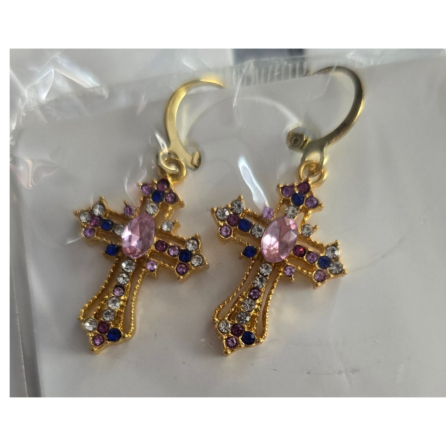 Bling Cross Jewelry — 10K Gold Plated (Chain or Earrings)