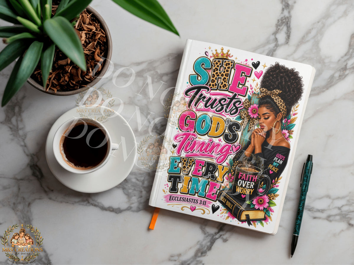 SHE TRUSTS GOD'S TIMING    Journal Decal