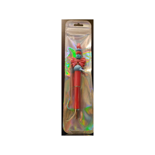 #71 Red bow on red Beaded Pen